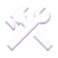 A white 3D-looking hammer and wrench.